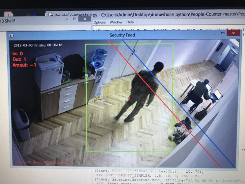 โปรแกรมนับคนเข้าออกภายในอาคารด้วย opencv python