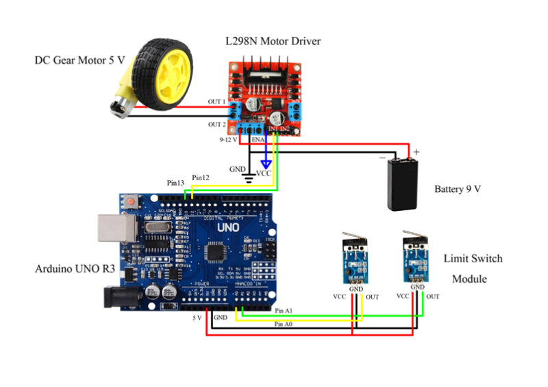 การใช้ Switch เพื่อสั่งการ DC Gear Motor หมุนสลับทาง