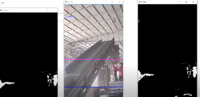 โปรแกรมตรวจจับและนับกระสอบบนสายพานด้วย python